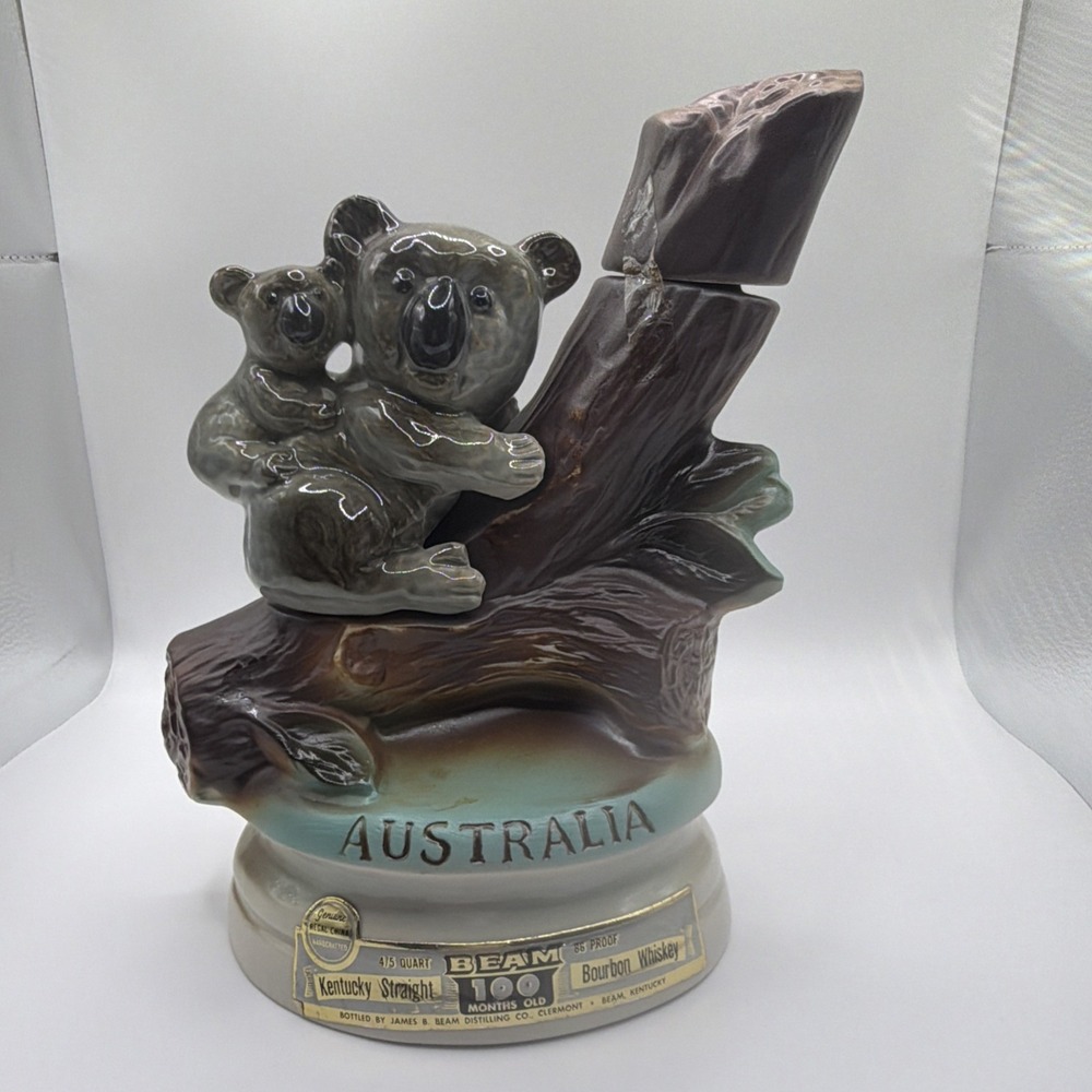 JIM‎ BEAM 1973 Australia Koala Bear and Baby Whiskey Decanter Bottle Empty Rare